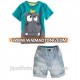 Baby Boys Cartoon T-Shirt Tops + Plaid Shorts Kids Summer Casual Outfits